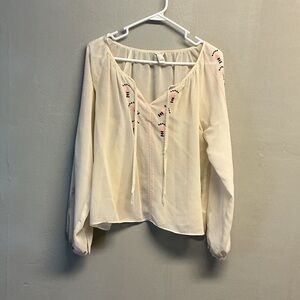 Forever 21 Cream Embroidered Blouse 0110